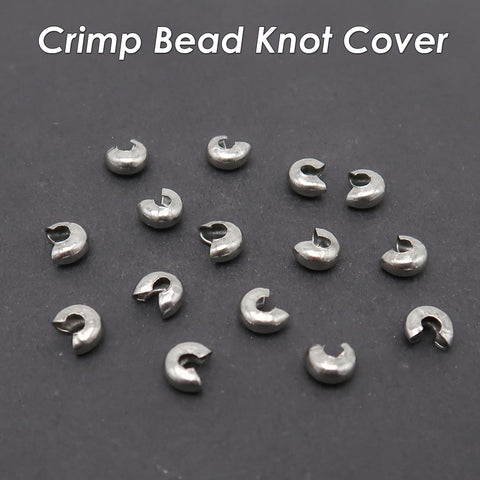 50 x Crimp Bead Knot Cover for Jewelry Making, Tarnish Resistant Silver Gold Crimp Covers for Bracelet Necklace, Jewelry Supplies