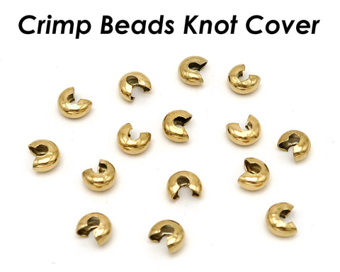 50 x Crimp Bead Knot Cover for Jewelry Making, Tarnish Resistant Silver Gold Crimp Covers for Bracelet Necklace, Jewelry Supplies