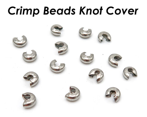 50 x Crimp Bead Knot Cover for Jewelry Making, Tarnish Resistant Silver Gold Crimp Covers for Bracelet Necklace, Jewelry Supplies