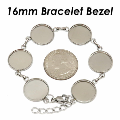 Stainless Steel Bracelet Blank, 16mm Bezel Bracelet Base, Blank Bracelet Bezel, 16mm Bracelet Setting for Cabochon, Jewelry Making Supplies