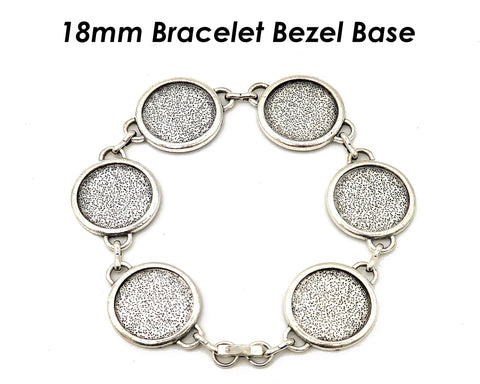 18mm Bezel Bracelet Blanks for Jewelry Making, 18mm Round Bracelet Setting Bracelet Base Trays for Cabochons Epoxy Resin