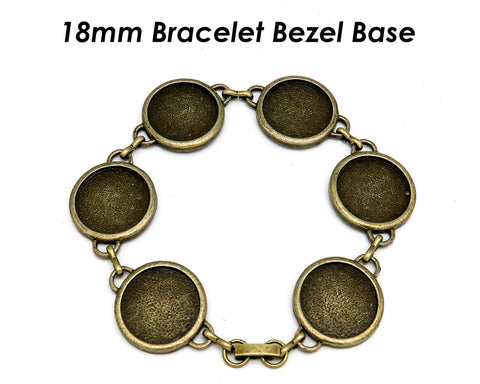 18mm Bezel Bracelet Blanks for Jewelry Making, 18mm Round Bracelet Setting Bracelet Base Trays for Cabochons Epoxy Resin