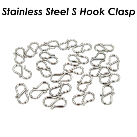 50 x S Hook Clasps Gold Silver, Stainless Steel S Hook Clasp for Necklace Bracelet Connector, Jewelry Findings Jewelry Supplies