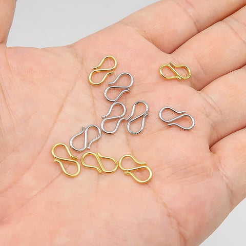 50 x S Hook Clasps Gold Silver, Stainless Steel S Hook Clasp for Necklace Bracelet Connector, Jewelry Findings Jewelry Supplies