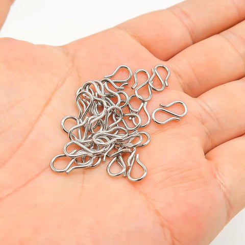 50 x S Hook Clasps Gold Silver, Stainless Steel S Hook Clasp for Necklace Bracelet Connector, Jewelry Findings Jewelry Supplies