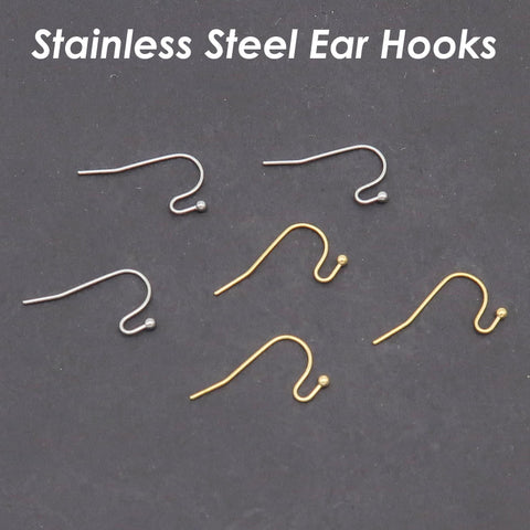 50 x Stainless Steel Earring Hooks Gold Silver Earwires, Surgical Steel Earrings Wires Ear Hooks for Jewelry Making