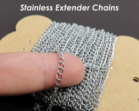 Stainless Steel Extender Chain Bulk Wholesale, Extension Chain Gold Silver Chain Extenders for Necklace Bracelet Jewelry Making