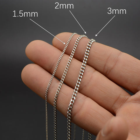 Stainless Steel Necklace Gold Silver, Curb Chain Necklace for Women Men, Stainless Steel Curb Link Necklace Chain for Jewelry Making