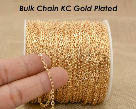 30 Feet x Bulk Chain for Jewelry Making, Silver Gold Bronze Copper Necklace Chain by the Yard Foot, Cable Link Rolo Chain by the Inch Meter