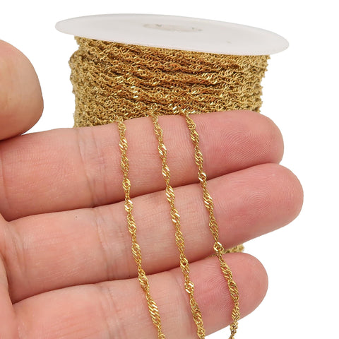 Water Wave Chain, Stainless Steel Chain Gold Silver, Water Wave Chain for Women Necklace, Bulk Stainless Steel Chain for Jewelry Making
