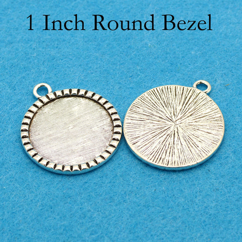 1 Inch Pendant Blanks, 1 Inch Round Bezel Pendant Base Cabochon Setting, 25mm Round Pendant Tray, Fancy Pendant Setting Cameo Setting