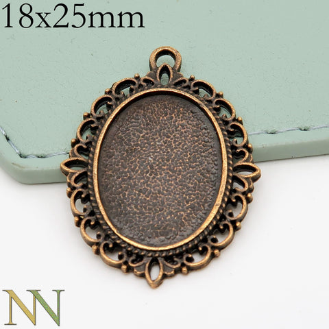 18x25mm Pendant Setting, Cabochon Setting, 18x25mm Pendant Bezel Blanks, Silver Bronze Copper Black Gold Pendant Tray for Jewelry Making