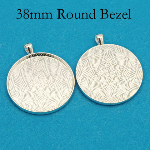 38mm Pendant Pendant Tray, 1.5 Inch Round Bezel Pendant Setting, 38mm Round Cabochon Setting, 38mm Pendant Blanks Silver Bronze Copper