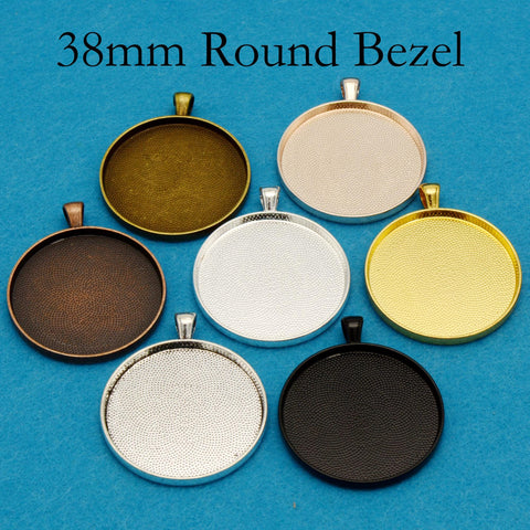 38mm Pendant Pendant Tray, 1.5 Inch Round Bezel Pendant Setting, 38mm Round Cabochon Setting, 38mm Pendant Blanks Silver Bronze Copper