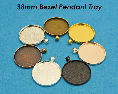 38mm Pendant Pendant Tray, 1.5 Inch Round Bezel Pendant Setting, 38mm Round Cabochon Setting, 38mm Pendant Blanks Silver Bronze Copper