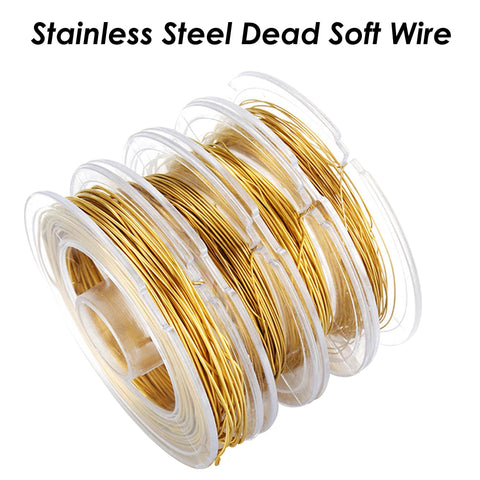 10 Meters x Stainless Steel Wire Gold Silver Wrapping Wire, Dead Soft Wire String, Stainless Steel Beading Wire For Jewelry Making