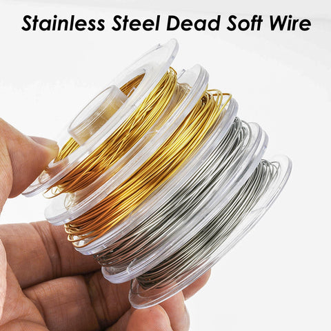 10 Meters x Stainless Steel Wire Gold Silver Wrapping Wire, Dead Soft Wire String, Stainless Steel Beading Wire For Jewelry Making