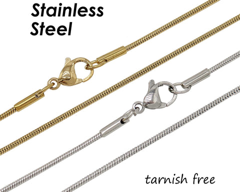 Snake Necklace Gold Silver, Stainless Steel Snake Necklaces for Women or Men, Tarnish Free Stainless Steel Snake Chain Necklace