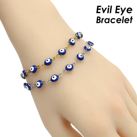 Evil Eye Chain, Evil Eye Bead Chain Stainless Steel Chain for Jewelry Making, Bulk Chain for Evil Eye Bracelet, Evil Eye Necklace Making