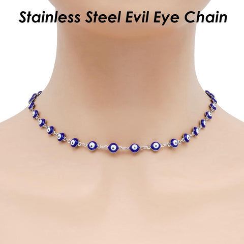 Evil Eye Chain, Evil Eye Bead Chain Stainless Steel Chain for Jewelry Making, Bulk Chain for Evil Eye Bracelet, Evil Eye Necklace Making