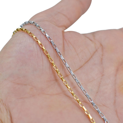 Stainless Steel Chain Bulk Chain by Foot Inch, Rectangle Box Chain Gold Silver, Tarnish Free Rectangle Link Chain for Jewelry Making