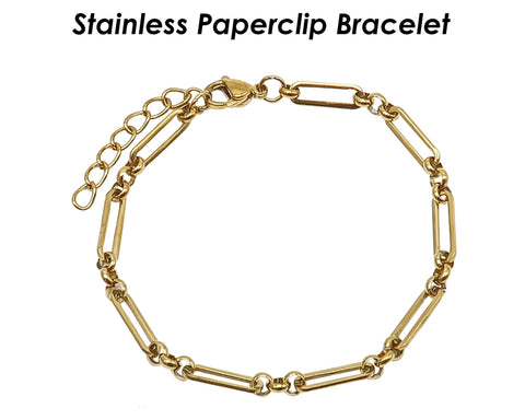 Stainless Steel Bracelet for Women Men, Tarnish Resistant Paperclip Bracelet Gold Silver Paper clip Bracelet , Paper Clip Chain Bracelet