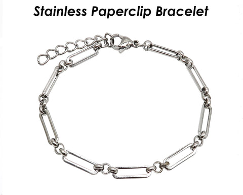 Stainless Steel Bracelet for Women Men, Tarnish Resistant Paperclip Bracelet Gold Silver Paper clip Bracelet , Paper Clip Chain Bracelet