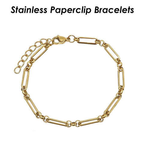 Stainless Steel Bracelet for Women Men, Tarnish Resistant Paperclip Bracelet Gold Silver Paper clip Bracelet , Paper Clip Chain Bracelet