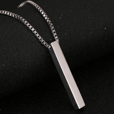 Stainless Steel Bar Charm, Vertical Bar Pendants Gold Silver Black, Custom Name Bar Necklace, 4 Sides Blank Bar for Engrave Jewelry