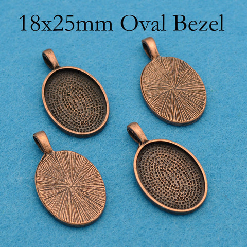 18x25mm Bezel Pendant Setting, Oval 18x25mm Cabochon Base, Pendant Tray Pendant Blanks Silver Bronze Copper Black for Jewelry Making