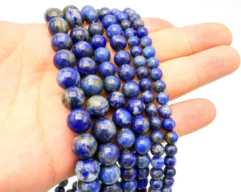 Natural Lapis Lazuli Beads 4mm 6mm 8mm 10mm 12mm Round Loose Beads Natural Lapis Lazuli Gemstone Beads for Bracelets Jewelry Making