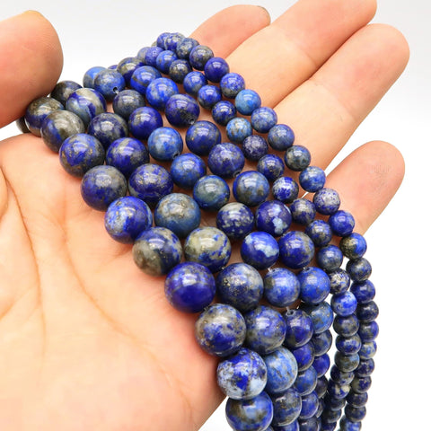 Natural Lapis Lazuli Beads 4mm 6mm 8mm 10mm 12mm Round Loose Beads Natural Lapis Lazuli Gemstone Beads for Bracelets Jewelry Making