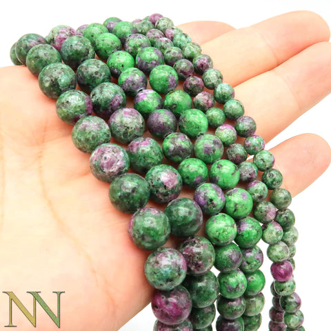 Natural Ruby in Zoisite Beads 4mm 6mm 8mm 10mm Genuine Stone Loose Beads Ruby in Zoisite Gemstones for Bracelets Necklace Jewelry Making