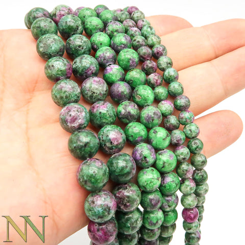 Natural Ruby in Zoisite Beads 4mm 6mm 8mm 10mm Genuine Stone Loose Beads Ruby in Zoisite Gemstones for Bracelets Necklace Jewelry Making