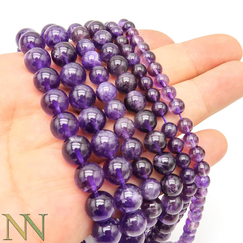Natural Amethyst Beads 4mm 6mm 8mm 10mm Genuine Stone Loose Beads Natural Deep Purple Amethyst Gemstones for Bracelets Jewelry Making