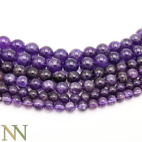 Natural Amethyst Beads 4mm 6mm 8mm 10mm Genuine Stone Loose Beads Natural Deep Purple Amethyst Gemstones for Bracelets Jewelry Making