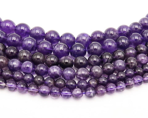 Natural Amethyst Beads 4mm 6mm 8mm 10mm Genuine Stone Loose Beads Natural Deep Purple Amethyst Gemstones for Bracelets Jewelry Making