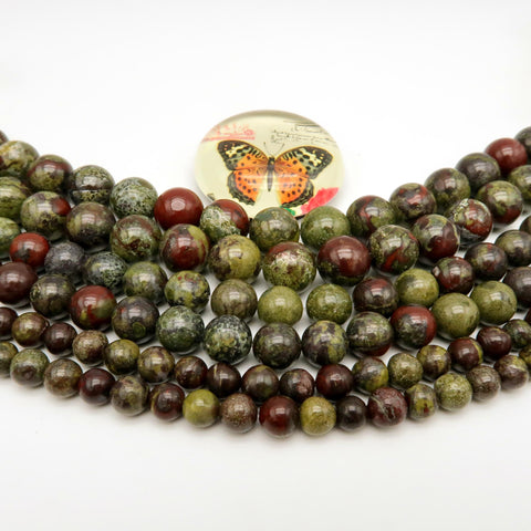 Natural Bloodstone Beads 6mm 8mm 10mm Genuine Dragon Blood Jasper Gemstone Round Stone Loose Beads for Bracelets Neckalce Jewelry Making