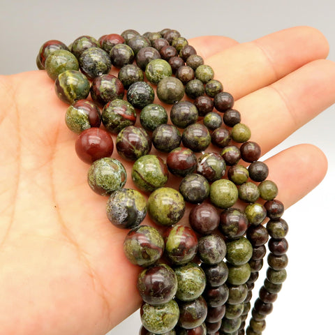 Natural Bloodstone Beads 6mm 8mm 10mm Genuine Dragon Blood Jasper Gemstone Round Stone Loose Beads for Bracelets Neckalce Jewelry Making