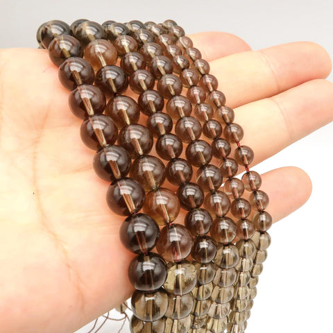 Natural Smoky Quartz Beads 6mm 8mm 10mm Genuine Smoky Quartz Gemstone Round Stone Loose Beads for Bracelets Neckalce Jewelry Making