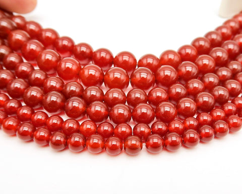 Natural Carnelian Beads 4mm 6mm 8mm 10mm 12mm Round Natural Red Agate Gemstone Genuine Stone Loose Beads for Bracelets Jewelry Making