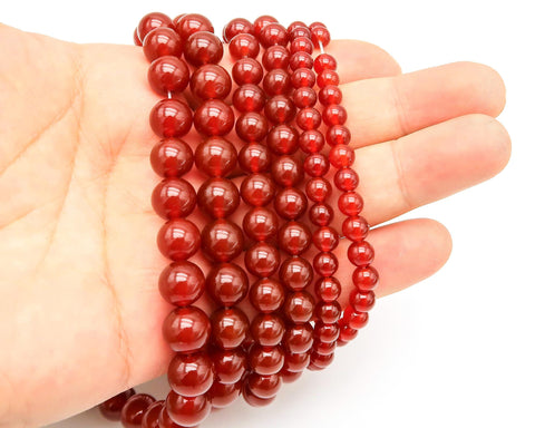 Natural Carnelian Beads 4mm 6mm 8mm 10mm 12mm Round Natural Red Agate Gemstone Genuine Stone Loose Beads for Bracelets Jewelry Making