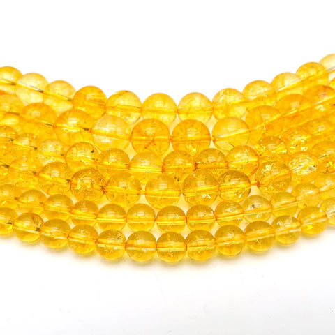 Natural Citrine Beads 6mm 8mm 10mm 12mm Round Yellow Citrine Stone Loose Beads Gemstone for Bracelets Jewelry Making