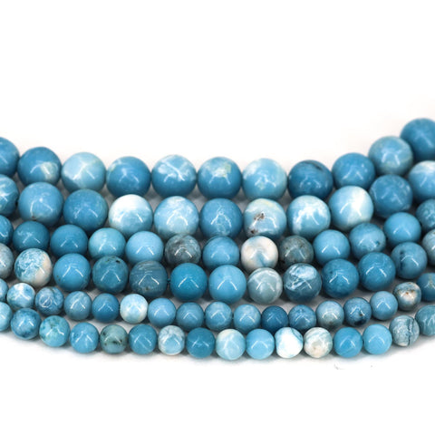 Larimar Beads, Natural Stone Beads, Genuine Stone Beads, Blue Larimar Quartz Beads, Round Gemstone Beads for Necklace Bracelet Making