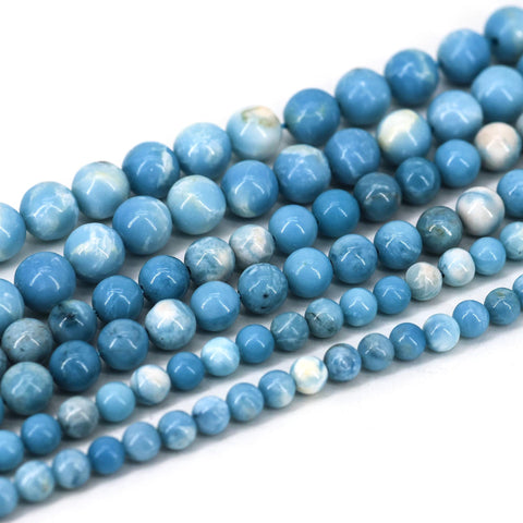 Larimar Beads, Natural Stone Beads, Genuine Stone Beads, Blue Larimar Quartz Beads, Round Gemstone Beads for Necklace Bracelet Making