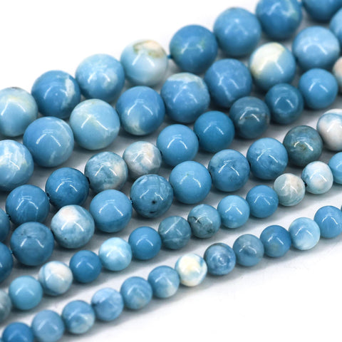 Larimar Beads, Natural Stone Beads, Genuine Stone Beads, Blue Larimar Quartz Beads, Round Gemstone Beads for Necklace Bracelet Making