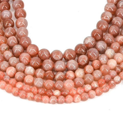 Sunstone Beads, Natural Stone Beads, Genuine Stone Loose Beads, Round Sun Stone Gemstone Beads for Necklace Bracelet Jewelry Making