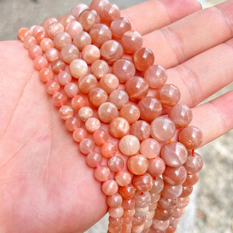 Sunstone Beads, Natural Stone Beads, Genuine Stone Loose Beads, Round Sun Stone Gemstone Beads for Necklace Bracelet Jewelry Making