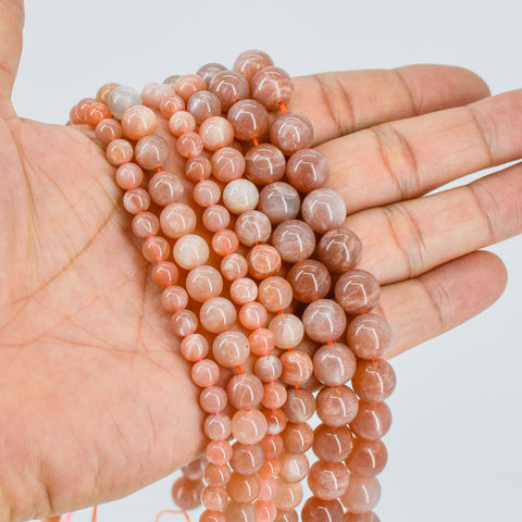 Sunstone Beads, Natural Stone Beads, Genuine Stone Loose Beads, Round Sun Stone Gemstone Beads for Necklace Bracelet Jewelry Making