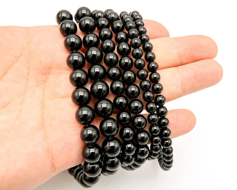 Natural Black Onyx Beads 4mm 6mm 8mm 10mm 12mm Round Natural Black Onyx Gemstones Loose Beads for Bracelets Necklace Jewelry Making